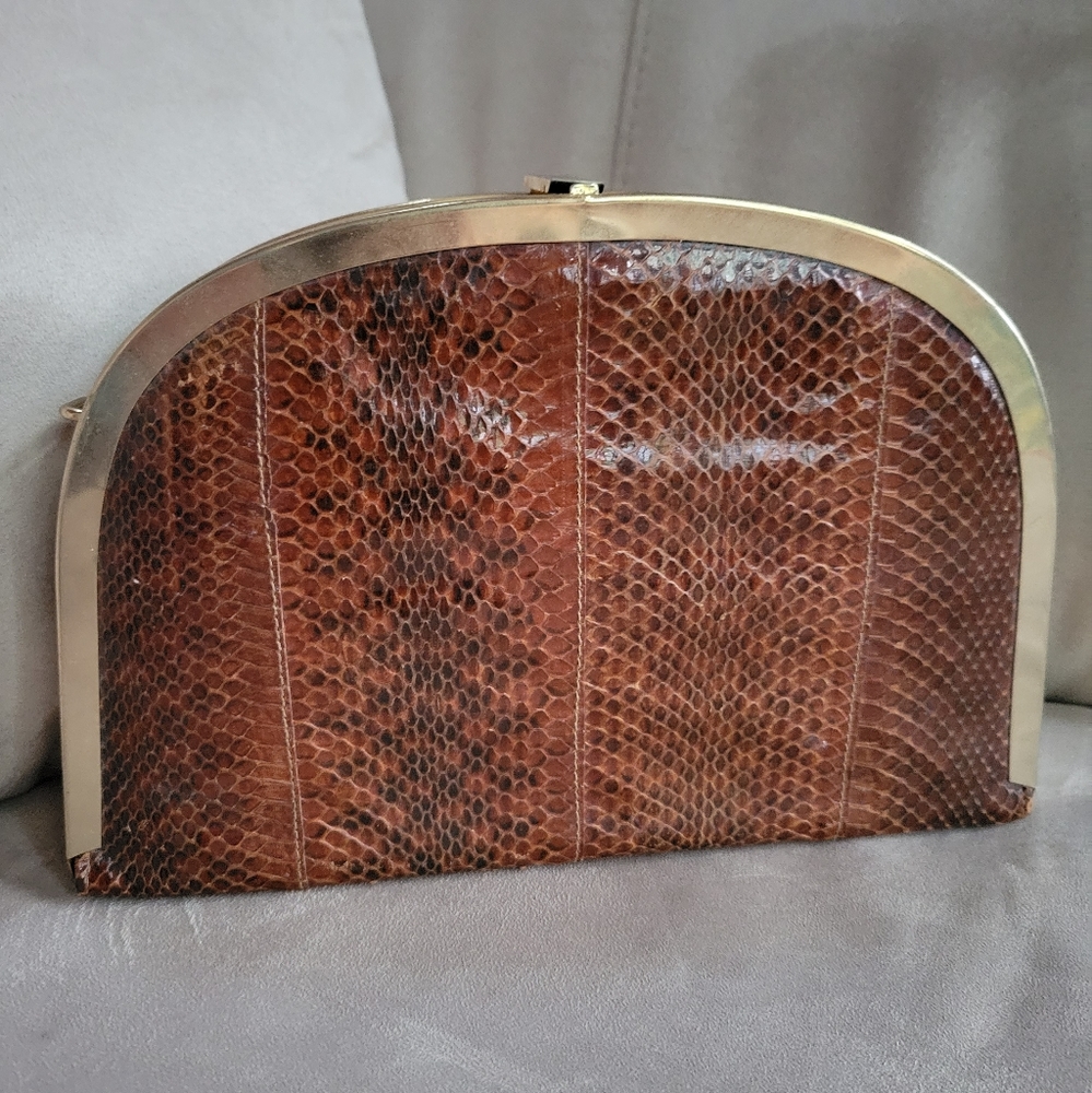 Vintage faux-snakeskin clutch